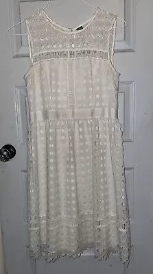 Worthington | London Style Eyelet Midi Fit + Flare Dress White Size 8 White • $13.59