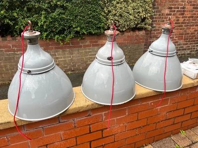 £80 • Buy Vintage Industrial Grey Enamel Light Shade