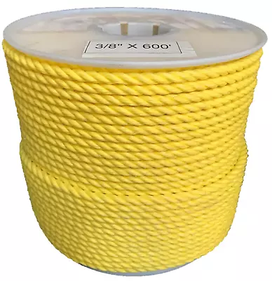 3/8  X 600' Yellow Polypropylene Rope Poly Boat Dock Work Tree 3-Strand Twisted • $69.99