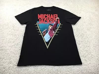 Michael Jackson Shirt Mens Medium Black Short Sleeve Music Band Pop Star Graphic • $3.78