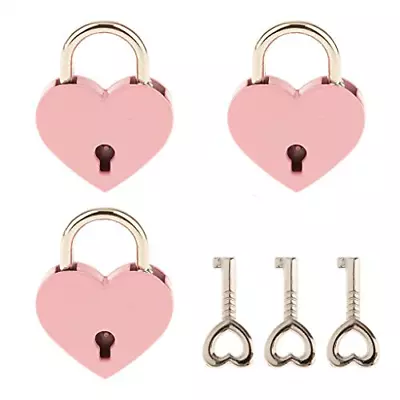 3 Pcs Small Metal Heart Shaped Padlock Mini Lock With Key For Jewelry Storage • $11.94