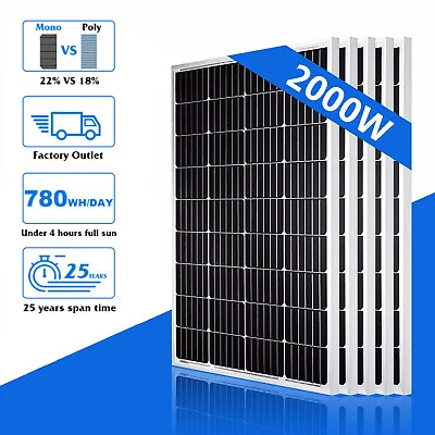 2000W Mono Solar Panel 12V Charging Off-Grid Battery Power RV Home Boat Camp US • $138.99