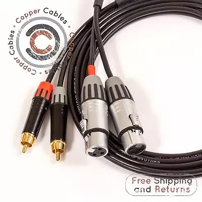 Female XLR To RCA Interconnect Cable. Twin Left & Right Pair. Phono Cinche Lead • £27.26