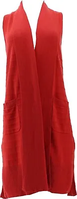 £10.53 • Buy Isaac Mizrahi Shawl Collar Long Vest Stitch Desert Red M # A384083