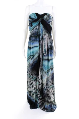 £147.47 • Buy Matthew Williamson Womens Silk Draped Sleeveless Maxi Gown Blue Size 10