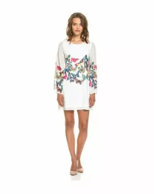 Yumi Delicate Chiffon Butterfly Print Shift Dress Ivory UK 16 LN016 SS 09 • £33.74