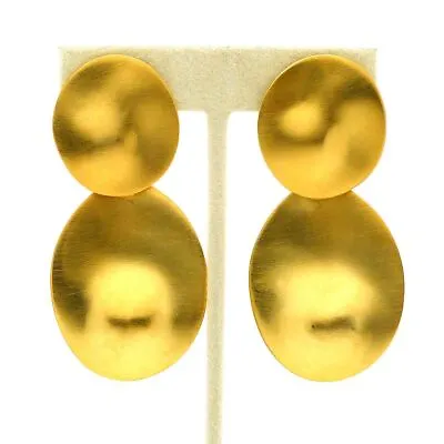 $79.95 • Buy Kenneth Jay Lane KJL Satin Gold Dimpled Disc Clip Earrings Marked