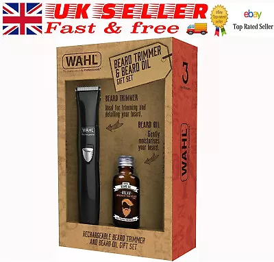 WAHL Rechargeable Beard Trimmer And Beard Oil Gift Set - NEW IN BOX NEW FREE P&P • $36.46