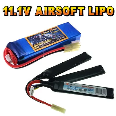 11.1V 800 To 2600mAh Airsoft LiPO Battery All Sizes + Custom Connector • £21.50