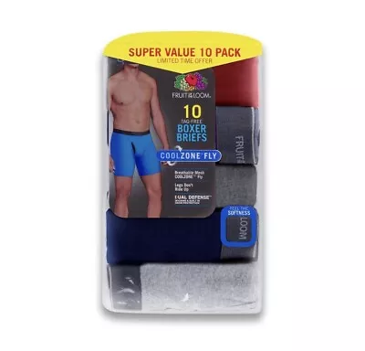 Fruit Of The Loom Men’s Coolzone Fly Boxer Brief 10 Pack - Size Large • $14.99