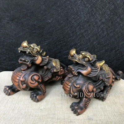 China Antique Pure Copper Outline In Gold Lucky Brave Troops Statue Decoration • $268.80