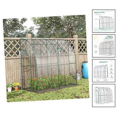 214 X 118 X 212cm Walk-In Lean To Wall Tunnel PVC Greenhouse With Doors • £62.75