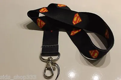 DC Comics SUPERMAN Lanyard Neck Strap Keychain ID Badge Holder Black Shield • $4.32