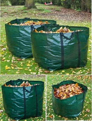 2x Heavy Duty 82L Garden Refuse Bag With Handles Waste Rubbish Grass Bin Green • £6.99