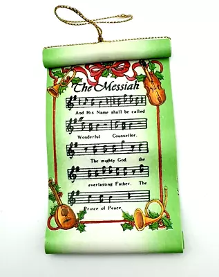 Vintage Christmas Ornament The Messiah Sheet Music Scroll 4.5” Reversible • $7.95