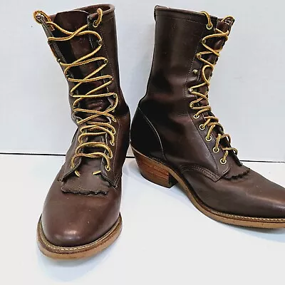 Vintage Justin Roper Lace-up Boots Mens 13 EE Chippawa Soles USA Made Vibram • $159.99