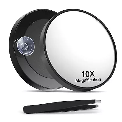 10X Magnifying Mirror Small Magnifying Mirror With Suction Cup And Tweezers As • $7.33