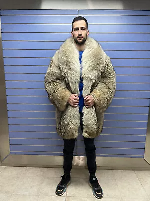 Luxury Full Skin Coyote Fur Mens Coat Real Fur Coyote With Collar • $2100