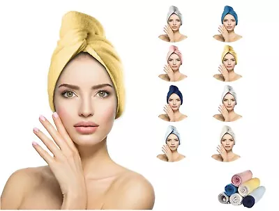 100% Pure Cotton Head Wrap Cap Towel Turban Quick Hair Drying 500gms Button Hat • £3.99