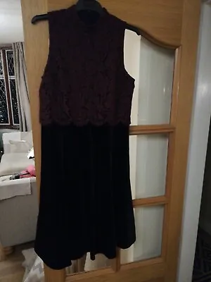 Ladies Next 'tall' Velvet And Lace Dress Size 12 Worn Once Immaculate  • £20