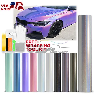 Laser Flip Gloss Metallic Glossy Rainbow Holographic Vinyl Wrap Air Release • $302.88