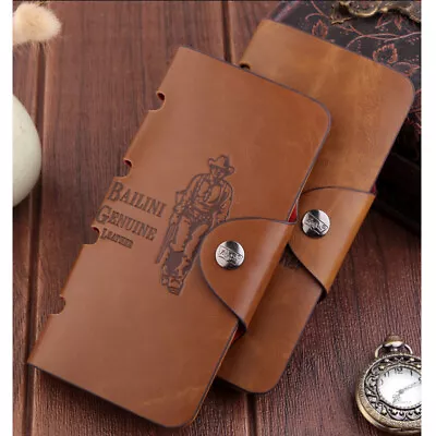 Men's Leather Wallet Bifold ID Card Holder Checkbook Long Clutch Billfold Purse • $6.99