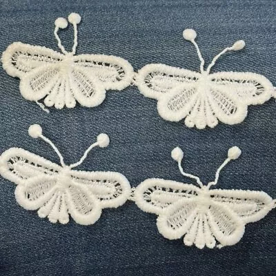Cream Guipure Lace Butterfly Motifs Sew On Flower Applique 55mm Wide 6 Pcs • £2.99