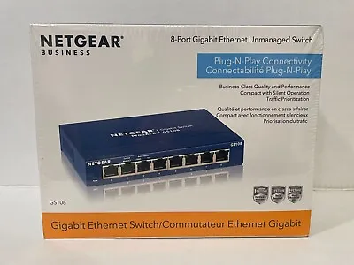 NETGEAR GS108 8-Port Gigabit Ethernet Unmanaged Switch (GS108-400NAS) NEW • $31.99