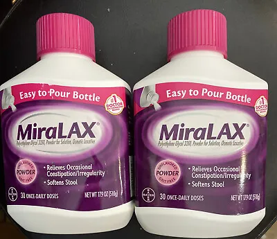 TWO Miralax Osmotic Laxative Unflavored Powder 17.9 Oz Each Exp 11/2024 • $42.99
