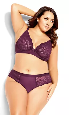 $24.99 • Buy City Chic Ladies Cara Underwire Soft Cup Bra Sizes 14DD 14F 18D Colour Plum