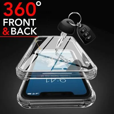 Full Body Clear Hybrid Shockproof 360 Case For IPhone 14 15 Pro Max 13 12 11 8 7 • £3.99