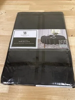 NEW Wamsutta Spill Proof 60 In Round Microfiber Tablecloth - Black • $20.99