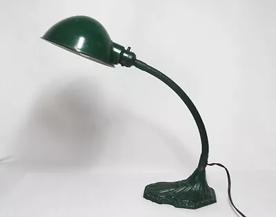 Trebor Mfg Gooseneck Desk Lamp Cast Metal Industrial Art Deco Vintage • $49.95