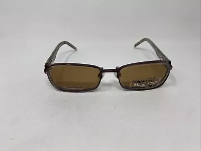 Magic Clip Eyeglasses W/ Polarized Sunclip M405 Brown 52/17-135 Td31 • $50