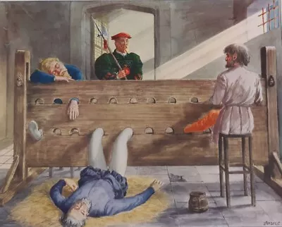 £39.59 • Buy Vintage Print A Prison In Tudor Times By Bruce Lithograph Poster 1950s