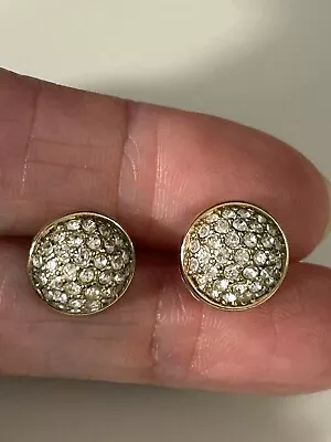 J Crew Gold Toned Round Pierced Earrings With Rhinestones  • $10