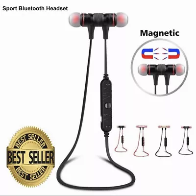 Metal Magnetic Wireless Bluetooth Earphone Headset Sports Stereo Bass Headphone  • $14.98