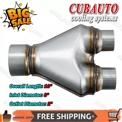 Universal Stainless Steel 3  Single/ 2  Dual 10 (L) Y Pipe Adapter Exhaust Pipe • $25.99