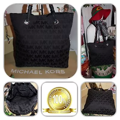 Regal Michael Kors Black Large Mk Monogram Tote/purse/handbag! • $149