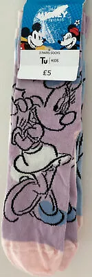 Disney Minnie Mouse Set 3 Pairs Cotton Rich Girls Sock ~ 12.5 -3.5 Uk  • £5