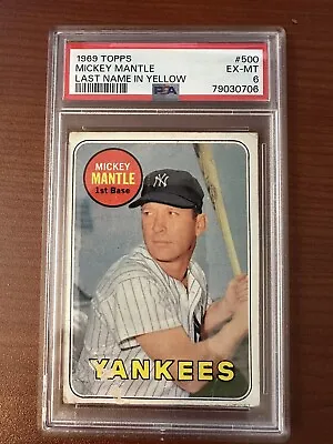 1969 Topps #500 Mickey Mantle PSA 6 EX-MT • $524.99