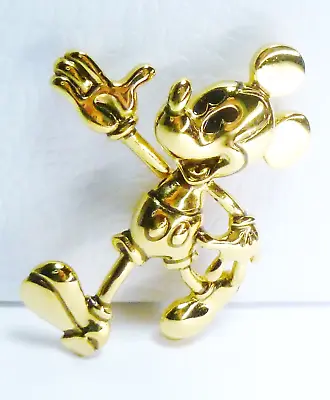 Disney Mickey Mouse RARE Trembler Spring Arm Brilliant Gold Tone 2  Brooch Pin • $17.77