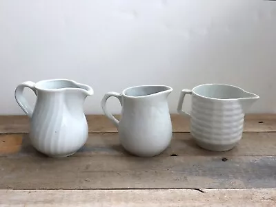 White Ironstone Cream Pitchers Vintage Collection Of Three • $36