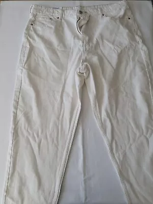 Womens Uk20 H&M Loose Mom Jeans White Ultra High Waist • $22.37