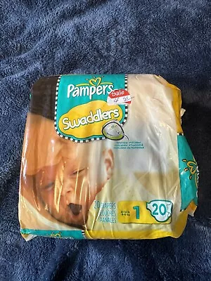 Pampers Swaddlers New Baby Pampers Stages Diapers Size 1 Pack Of 20 Vintage NOS • $19.99