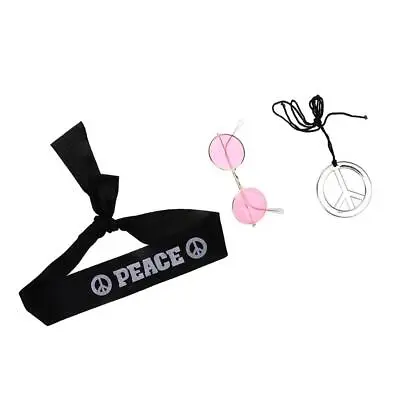 £6.86 • Buy Fashion Hippy 60s 70s Headband Glasses Peace Necklace Fancy