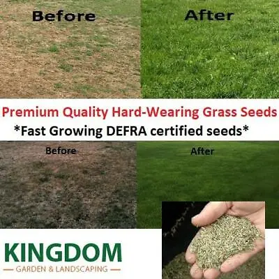 Grass Seed Hard Wearing Lawn Seeds Premium Tough Fast Growing Defra Certified • £121.99