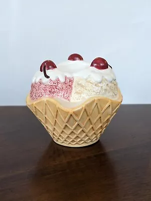 $14 • Buy Vintage Yankee Candle Ceramic Ice Cream Sundae Tea Light Holder EUC