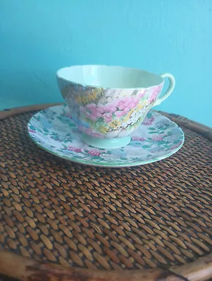 Shelley Fine Bone China Cup And Saucer Rock Garden No. 13454 Excellent Condition • $10