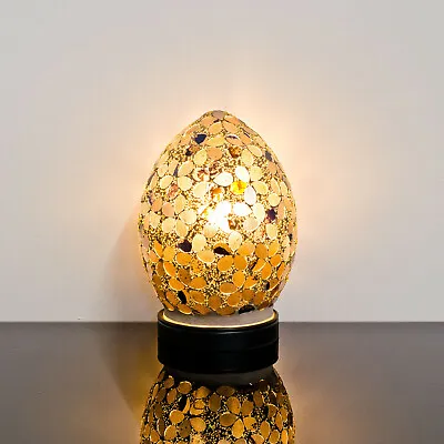 Autumn Flower Small Mosaic Glass Egg Lamp Lighting Egg Shaped Light Gift Home • £24.99
